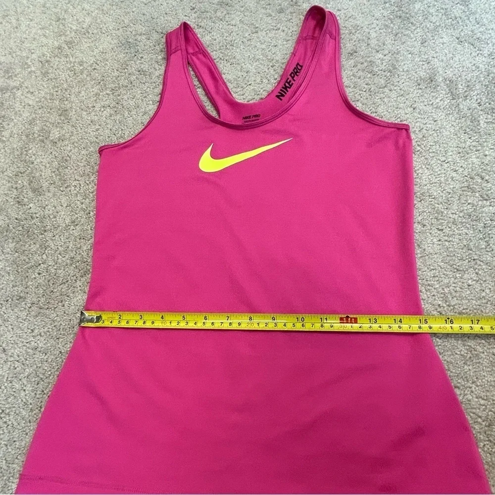 Nike pro hot pink yellow swoosh logo Racerback tank top Sz M